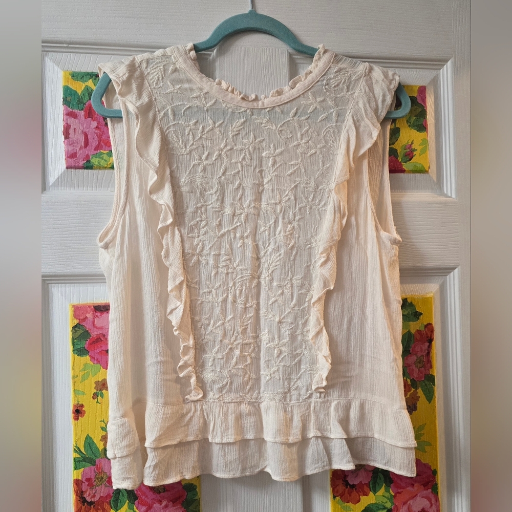 High Neck Ruffle Blouse Size L